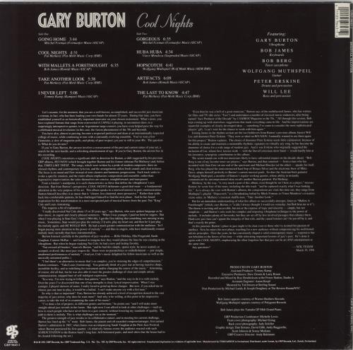 Gary Burton Cool Nights vinyl LP album (LP record) Swiss GB5LPCO859173