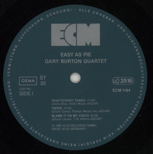 Gary Burton Easy As Pie vinyl LP album (LP record) German GB5LPEA319088