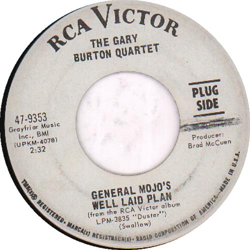 Gary Burton General Mojo's Well Laid Plan 7" vinyl single (7 inch record / 45) US GB507GE651048