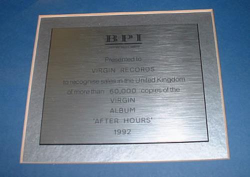 Gary Moore After Hours award disc UK MOOAWAF309158