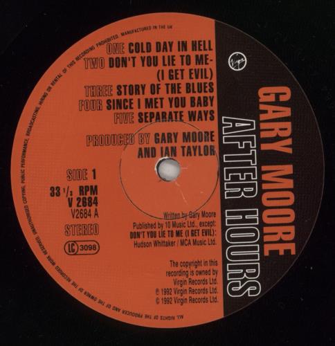 Gary Moore After Hours vinyl LP album (LP record) UK MOOLPAF495845