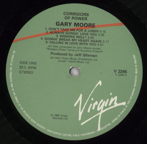 Gary Moore Corridors Of Power - 1st vinyl LP album (LP record) UK MOOLPCO557406