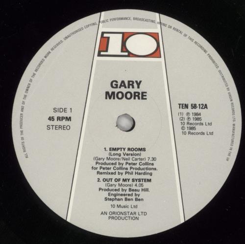 Gary Moore Empty Rooms 12" vinyl single (12 inch record / Maxi-single) UK MOO12EM579225