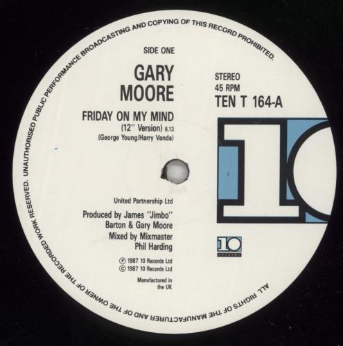 Gary Moore Friday On My Mind 12" vinyl single (12 inch record / Maxi-single) UK MOO12FR45331