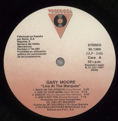 Gary Moore Live At The Marquee vinyl LP album (LP record) Spanish MOOLPLI879606