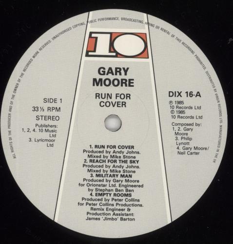 Gary Moore Run For Cover vinyl LP album (LP record) UK MOOLPRU189571