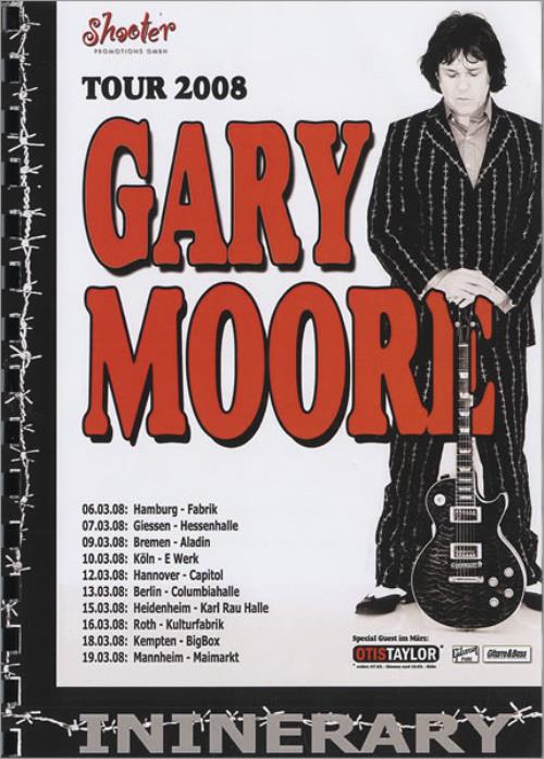 Gary Moore Tour 2008 Itinerary UK MOOITTO463076