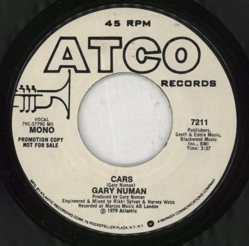 Gary Numan Cars - EX 7" vinyl single (7 inch record / 45) US NUM07CA850196