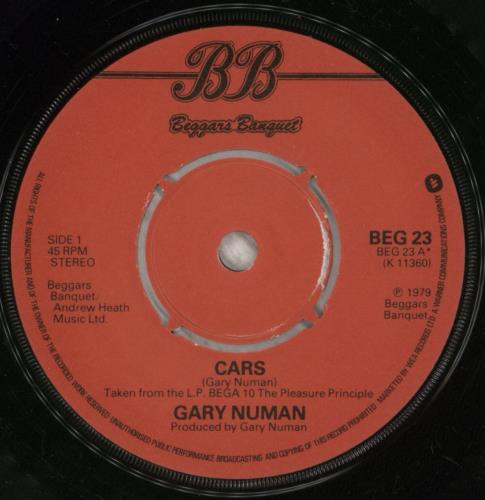 Gary Numan Cars - paper label + p/s 7" vinyl single (7 inch record / 45) UK NUM07CA601196