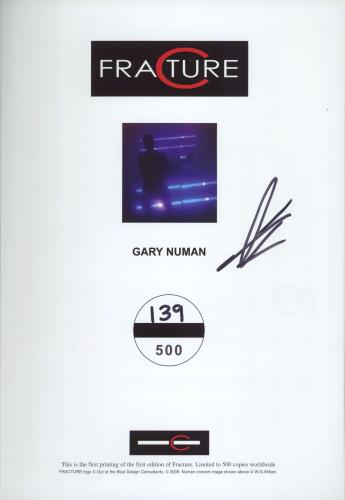 Gary Numan Fracture - Signed book UK NUMBKFR812287