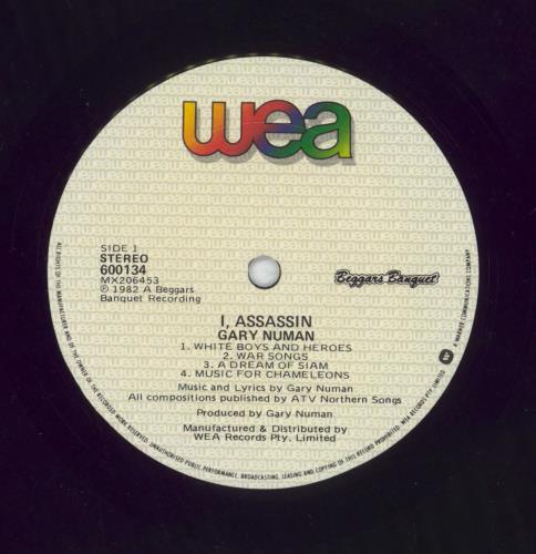 Gary Numan I, Assassin vinyl LP album (LP record) Australian NUMLPIA849620