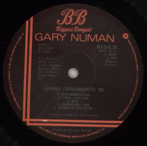 Gary Numan Living Ornaments '80 + Merch Insert vinyl LP album (LP record) UK NUMLPLI740748