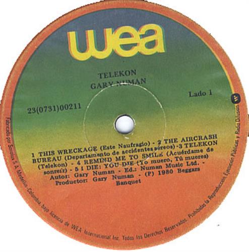 Gary Numan Telekon vinyl LP album (LP record) Colombian NUMLPTE237216