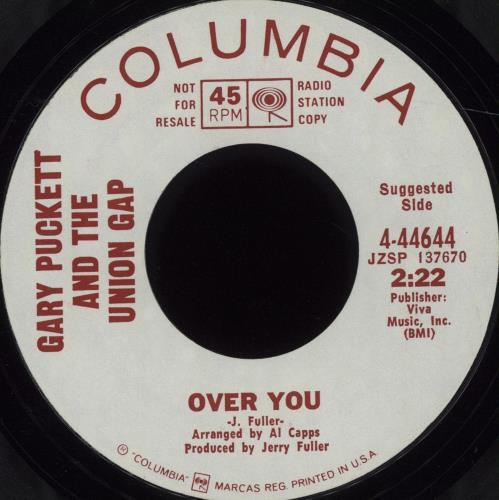 Gary Puckett Over You 7" vinyl single (7 inch record / 45) US GPU07OV677056