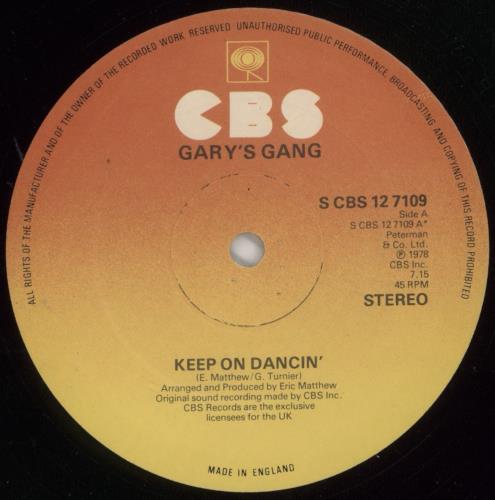 Gary's Gang Keep On Dancin' 12" vinyl single (12 inch record / Maxi-single) UK GG-12KE458445