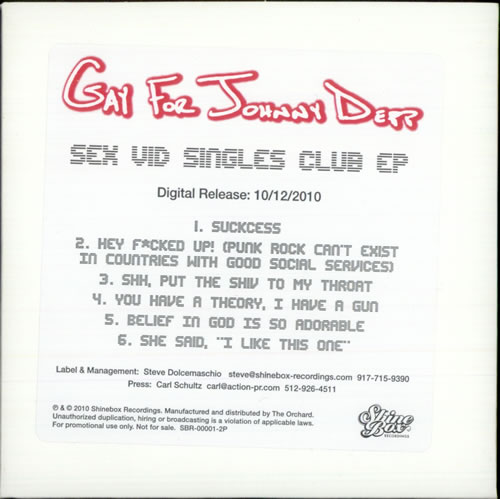 Gay For Johnny Depp Sex Vid Singles Club EP CD single (CD5 / 5") US GM9C5SE525317