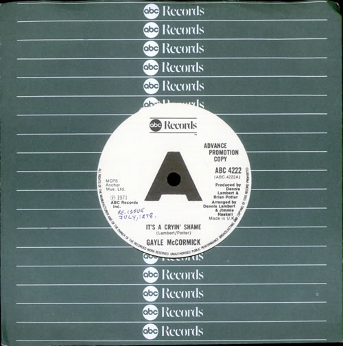 Gayle McCormick It's A Cryin' Shame 7" vinyl single (7 inch record / 45) UK GJY07IT502805