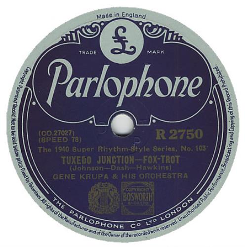 Gene Krupa Tuxedo Junction 78rpm shellac record UK GEK78TU396502