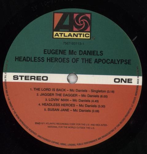 Gene McDaniels Headless Heroes Of The Apocalypse vinyl LP album (LP record) German GN4LPHE856554
