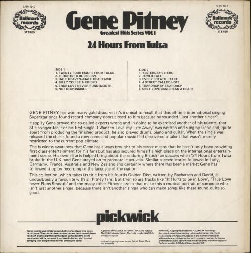 Gene Pitney 24 Hours From Tulsa vinyl LP album (LP record) UK GPTLPHO488083