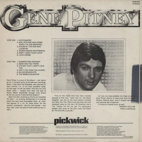 Gene Pitney 24 Sycamore vinyl LP album (LP record) UK GPTLPSY758933