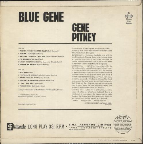 Gene Pitney Blue Gene vinyl LP album (LP record) UK GPTLPBL880359