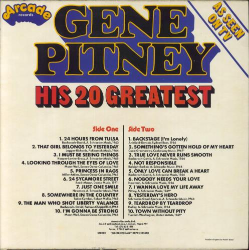 Gene Pitney His 20 Greatest vinyl LP album (LP record) UK GPTLPHI552411