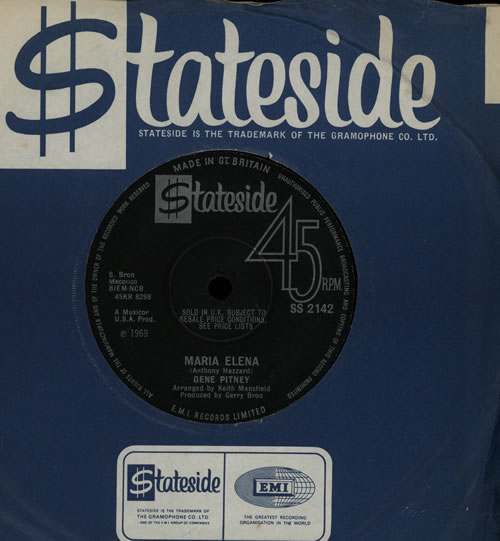 Gene Pitney Maria Elena - Solid 7" vinyl single (7 inch record / 45) UK GPT07MA570927