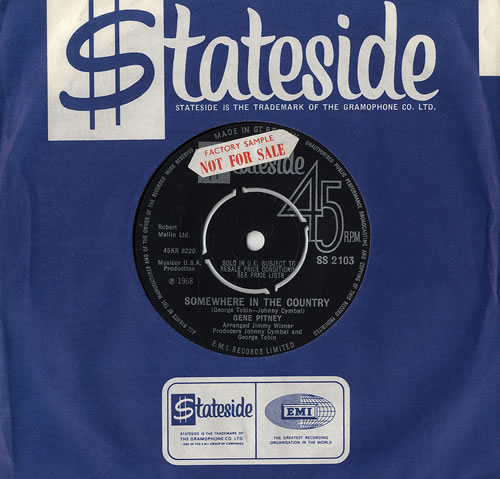 Gene Pitney Somewhere In The Country - Sample 7" vinyl single (7 inch record / 45) UK GPT07SO480745