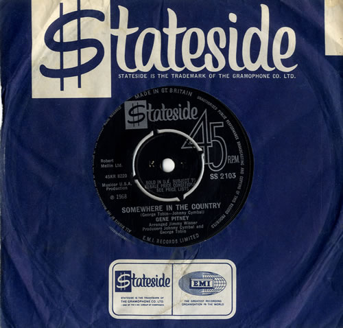 Gene Pitney Somewhere In The Country 7" vinyl single (7 inch record / 45) UK GPT07SO562745