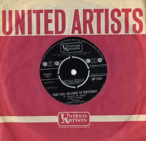 Gene Pitney That Girl Belongs To Yesterday 7" vinyl single (7 inch record / 45) UK GPT07TH420239