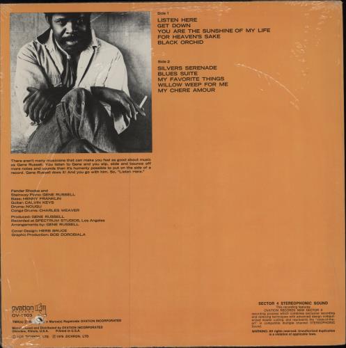 Gene Russell Listen Here vinyl LP album (LP record) UK 39OLPLI780930