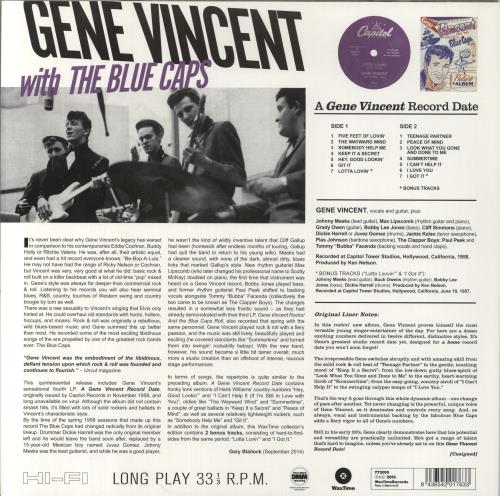Gene Vincent A Gene Vincent Record Date - 180gm vinyl LP album (LP record) UK GNVLPAG849071