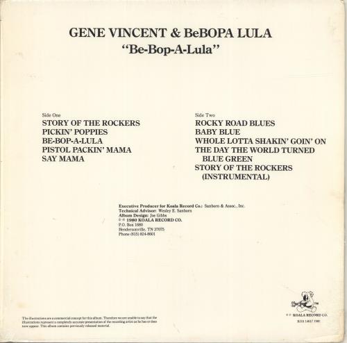 Gene Vincent Be-Bop-A-Lula vinyl LP album (LP record) US GNVLPBE691910