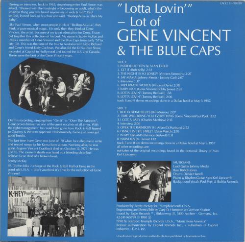 Gene Vincent Lotta Lovin' vinyl LP album (LP record) German GNVLPLO691914