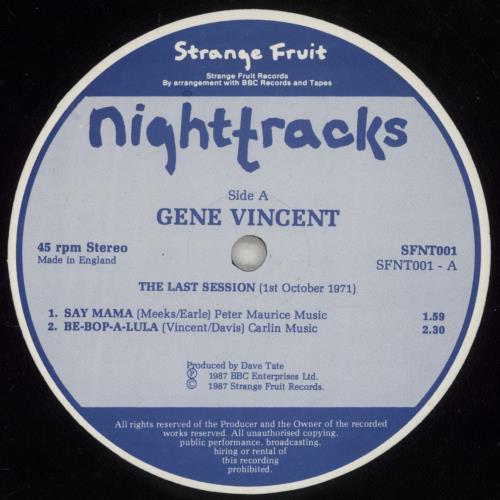 Gene Vincent The Last Session 12" vinyl single (12 inch record / Maxi-single) UK GNV12TH691904