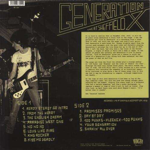 Generation X Live At Sheffield vinyl LP album (LP record) Spanish GEXLPLI866927