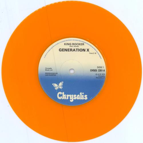 Generation X King Rocker Orange Vinyl Bob Andrews p/s UK 7" vinyl