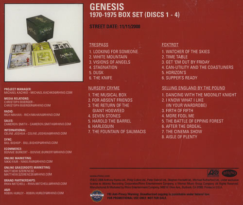 Genesis 1970-1975 Box Set 7-CD album set US GEN7CBO469136