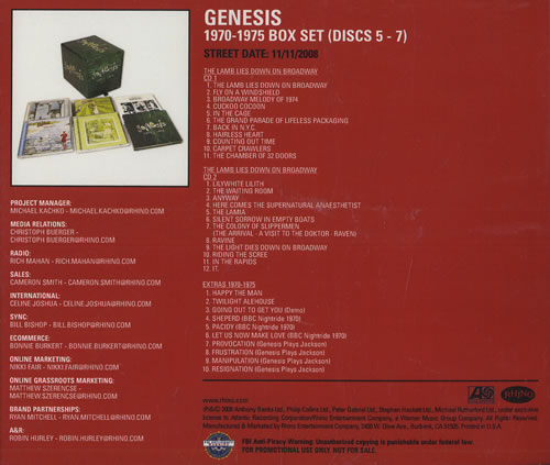 Genesis 1970-1975 Box Set 7-CD album set US GEN7CBO469136