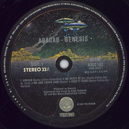 Genesis Abacab - Greek vinyl LP album (LP record) Greek GENLPAB838833