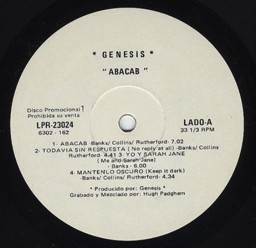Genesis Abacab vinyl LP album (LP record) Mexican GENLPAB178576