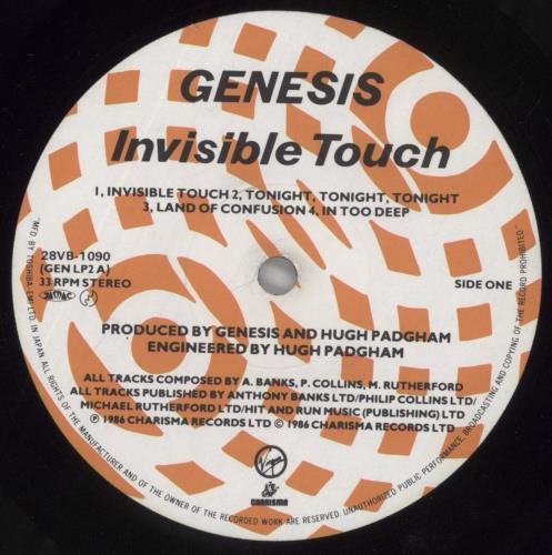 Genesis Invisible Touch - VG/EX vinyl LP album (LP record) Japanese GENLPIN860939