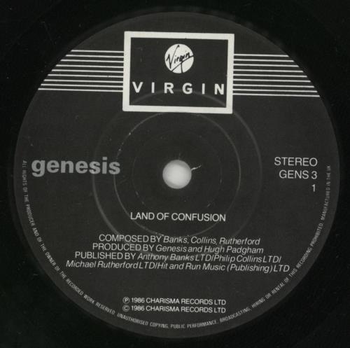 Genesis Land Of Confusion + Sleeve 7" vinyl single (7 inch record / 45) UK GEN07LA195593