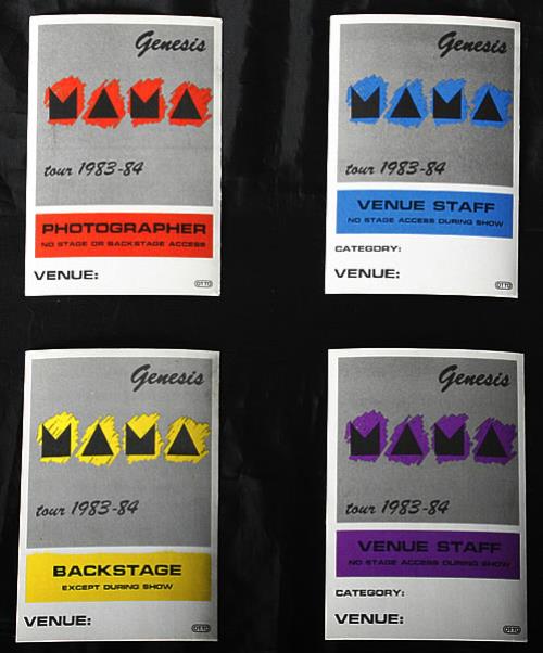 Genesis Mama Tour 1983-84 tour pass US GENTPMA462393