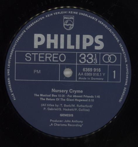 Genesis Nursery Cryme vinyl LP album (LP record) German GENLPNU485920