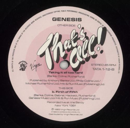 Genesis That's All 12" vinyl single (12 inch record / Maxi-single) UK GEN12TH18690
