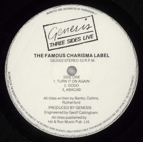 Genesis Three Sides Live - Gold Promo Stamped 2-LP vinyl record set (Double LP Album) UK GEN2LTH874939