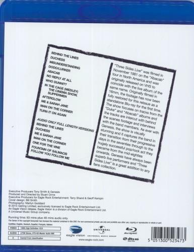 Genesis Three Sides Live Blu Ray DVD UK GENBRTH822152