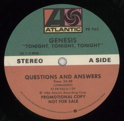 Genesis Tonight Tonight Tonight - Exclusive Candid Interview vinyl LP album (LP record) US GENLPTO00646